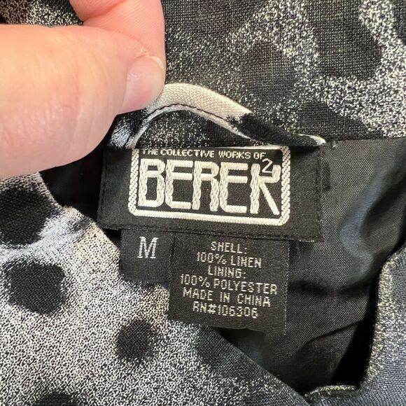 Berek Animal Print 100% Linen Work Business Short Jacket Black White Medium - Picture 4 of 6